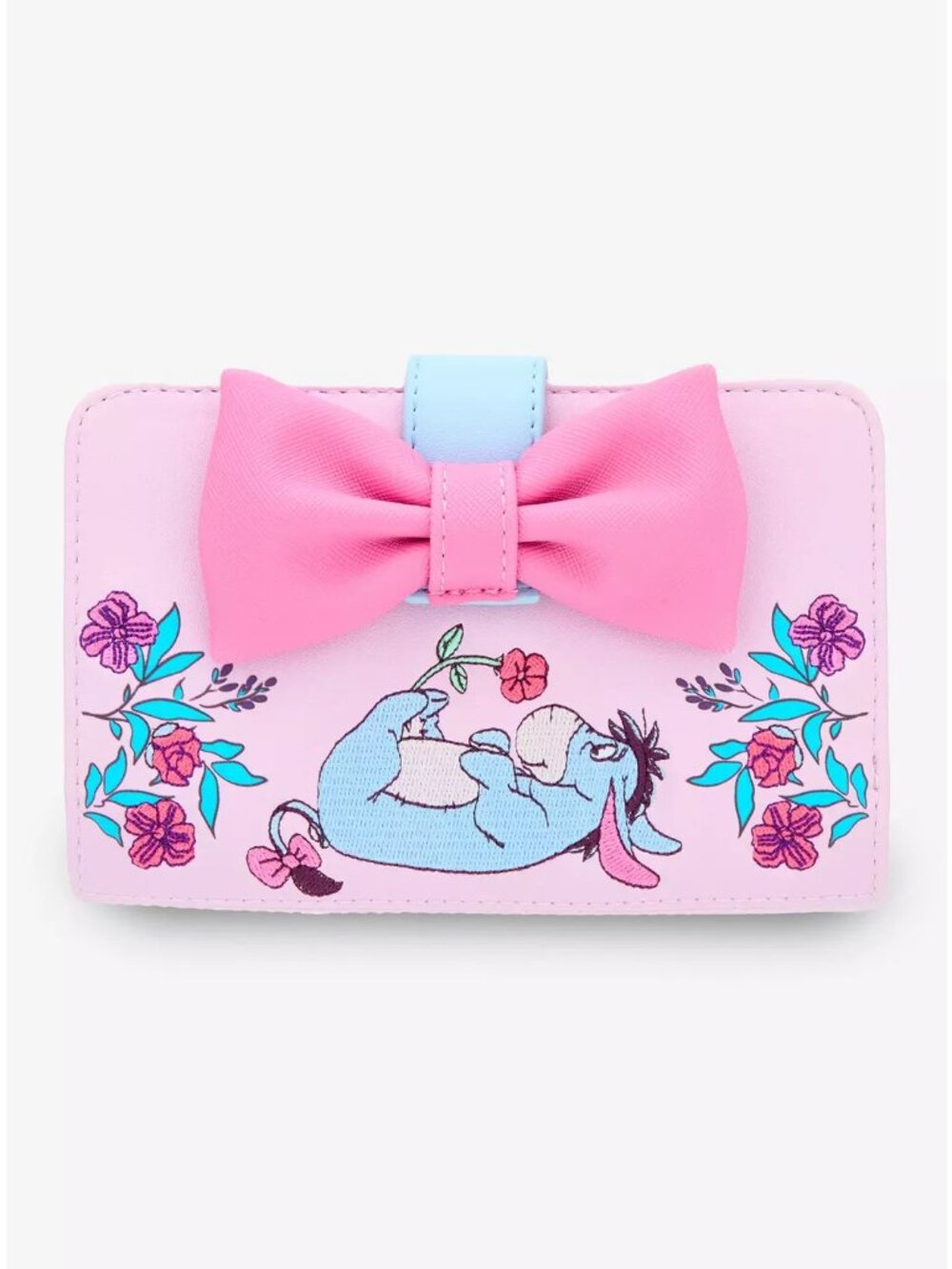 Loungefly Disney Winnie The Pooh Eeyore Wallet Floral Bow Accent Snap New